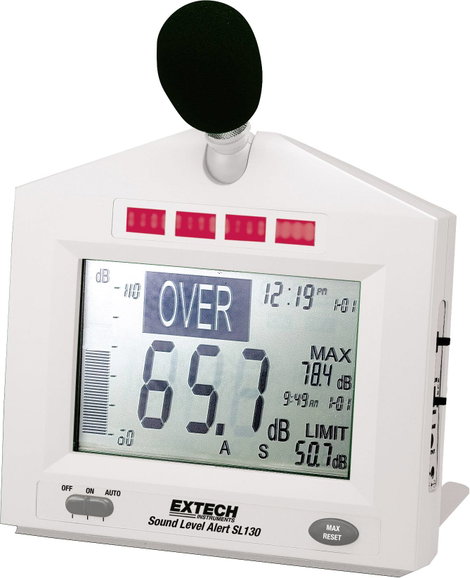 Decibel mérő, asztali zajszintmérő monitor 31.5 - 8 kHz 30 - 130 dB Extech SL-130 2. kép