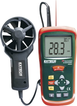 Légáramlásmérő, anemométer, 0,4-30 m/s, Extech AN-200