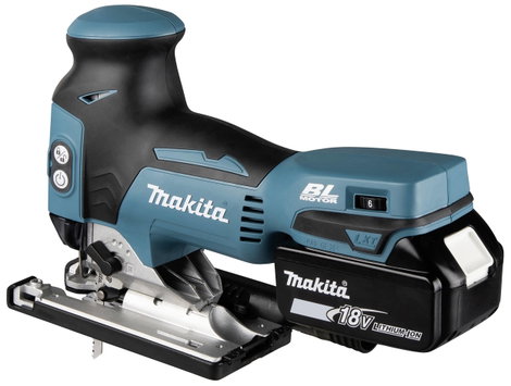 Makita Akkus asztali fűrész DJV181RTJ akkuval, Töltővel, Hordtáskával 18 V 5.0 Ah 3. kép