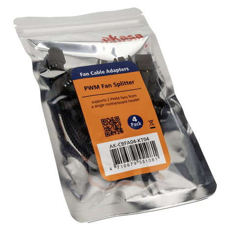 Akasa PWM Lüftersplitter, 4er Pack PC fan controller Fekete 3. kép