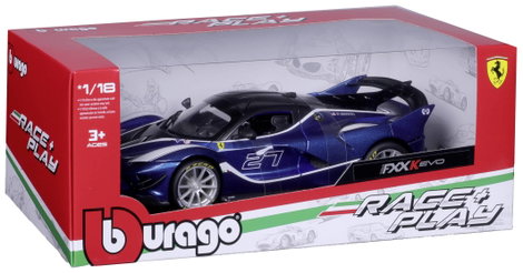 Bburago Ferrari R&P FXX-K EVO, blau #27 1:18 Autómodell 8. kép