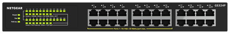 NETGEAR GS324P Hálózati switch, RJ45 24 port 1 GBit/s PoE funkció