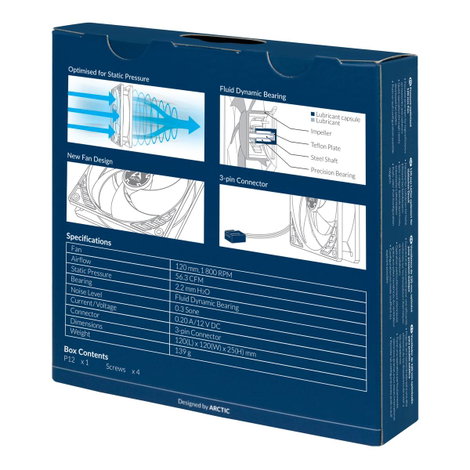 Arctic P12 Számítógépház ventilátor Fekete (Sz x Ma x Mé) 120 x 25 x 120 mm 7. kép
