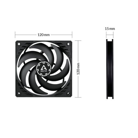 Arctic P12 Számítógépház ventilátor Fekete (Sz x Ma x Mé) 120 x 15 x 120 mm 4. kép
