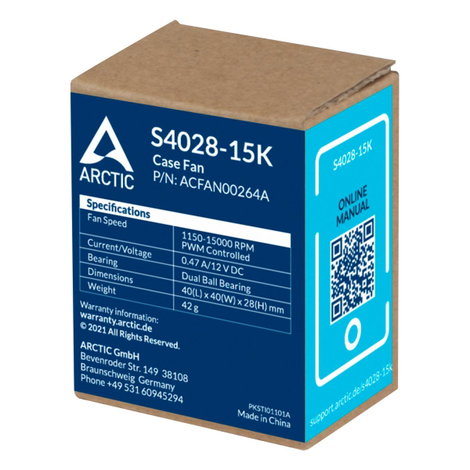 Arctic S4028-15K Számítógépház ventilátor Fekete (Sz x Ma x Mé) 40 x 28 x 40 mm 8. kép