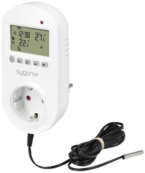 Univerzális konnektoros termosztát, heti program, Sygonix SY-5372566