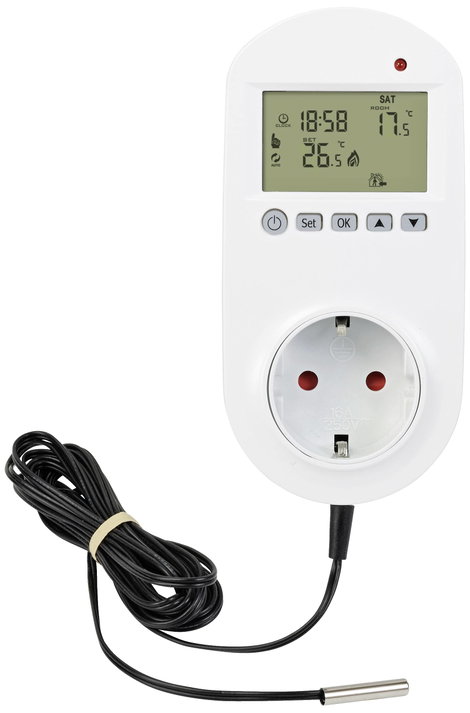 Univerzális konnektoros termosztát, heti program, Sygonix SY-5372566 2. kép