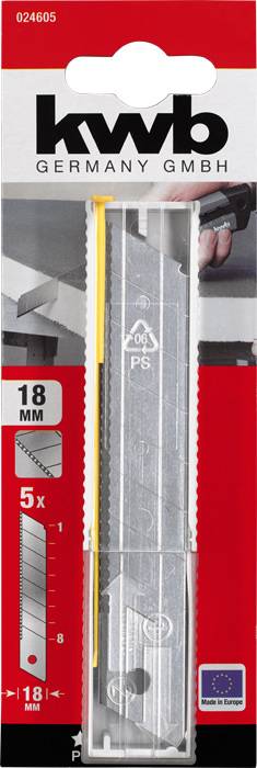 Csere szigetelőanyag lepattintható pengék, 18 mm kwb 024605 5 db 2. kép