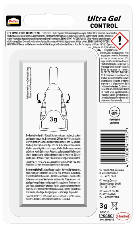 Pattex rugalmas vízálló ragasztó 3g Pattex Ultra Gel PSG3C 4. kép