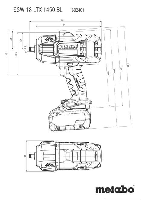 Metabo SSW 18 LTX 1450 BL 602401660 Akkus ütvecsavarozó 20 V Vele szállított akkuk száma 2 LiHD kefe 2. kép