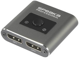 SpeaKa Professional SP-BDS-250 2 port DisplayPort switch Ultra HD-re alkalmas 7680 x 4320 pixel