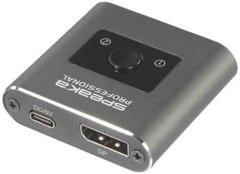 SpeaKa Professional SP-BDS-250 2 port DisplayPort switch Ultra HD-re alkalmas 7680 x 4320 pixel 2. kép