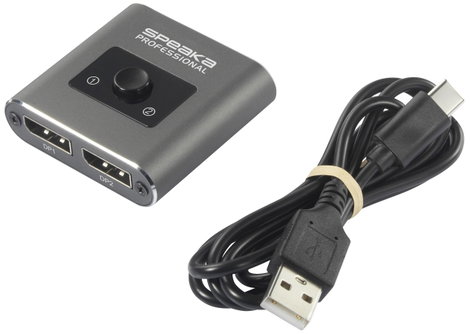 SpeaKa Professional SP-BDS-250 2 port DisplayPort switch Ultra HD-re alkalmas 7680 x 4320 pixel 5. kép