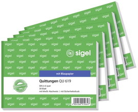 Sigel 619Q5 Nyugtatömb DIN A6 fekvő Lapok száma: 50 5 db