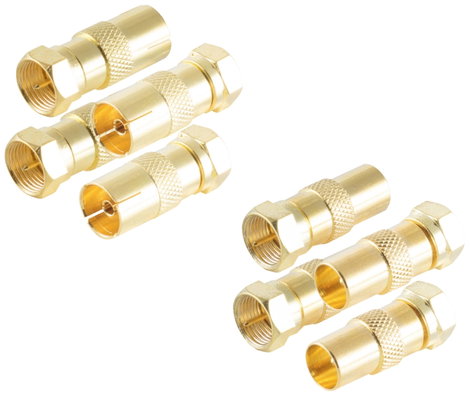 Shiverpeaks BS15-301114 F koax adapter készlet Aranyozott Csatlakozók: F csatlakozódugó, F alj, Koax