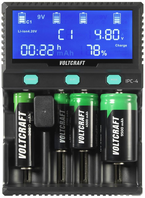 Hengeres akkutöltő és tesztelő Li-Ion, NiCd, NiMH, LiFePO4, VOLTCRAFT IPC-4 4. kép