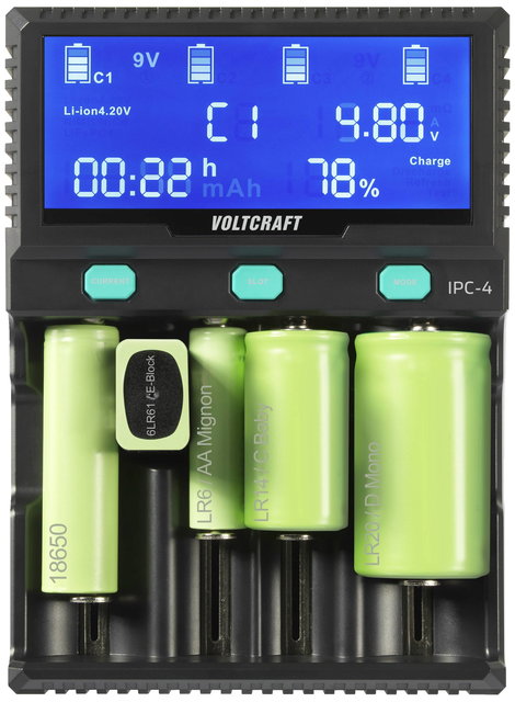 Hengeres akkutöltő és tesztelő Li-Ion, NiCd, NiMH, LiFePO4, VOLTCRAFT IPC-4 5. kép