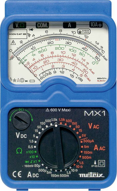 Metrix MX 1 Kézi multiméter analóg Fröccsenő víz ellen védett (IP54), Vízsugár ellen védett (IP65) C