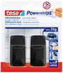 tesa Black Hooks L Powerstrips öntapadó horog nagy négyzet alakú Fekete bélyegkép