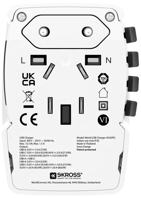 Skross 1302333 Úti töltő World AC65PD 2. kép
