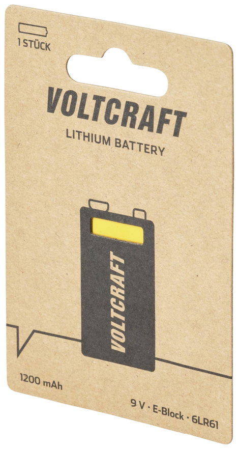 VOLTCRAFT VC-9V-Li-1200mAh 9V-os elem Lítium 1200 mAh 9 V 1 db 2. kép