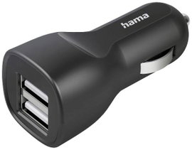 Hama USB-s töltőkészülék 12 W Személygépkocsi, Tehergépjármű Kimeneti áram (max.) 2400 mA Kimenetek 