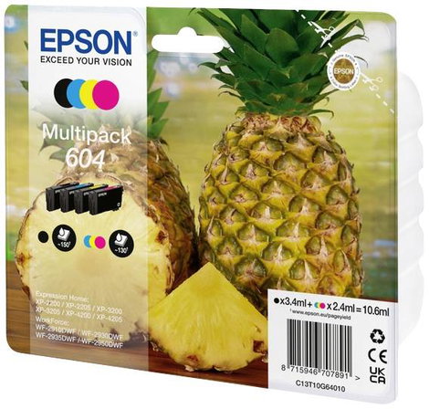 Epson Tinta T10G6, 604 Eredeti Kombinált csomag Fekete, cián, bíbor, sárga C13T10G64010 2. kép