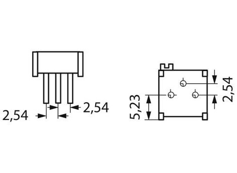 Bourns 3296P-1-502LF Cermet trimmer Lineáris 0.5 W 5 kΩ 9 ° 1 db 2. kép