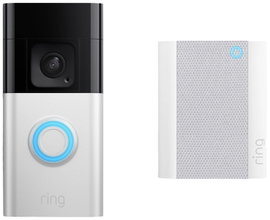 ring Video Doorbell + Chime (2nd Gen) IP videó kaputelefon WLAN Nikkel (matt), Fekete