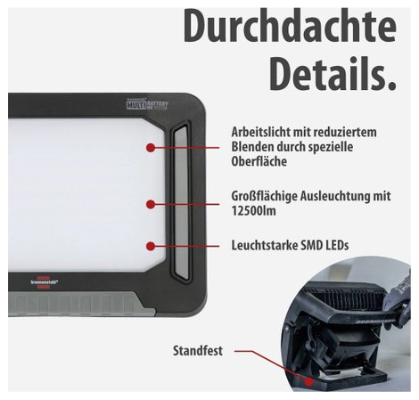 Brennenstuhl Multi Battery 10050 MH Akkus építkezési fényszóró EEK E (A - G) 100 W 12500 lm Hidegfeh 3. kép