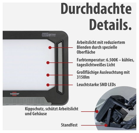 Brennenstuhl Multi Battery 3000 MA Akkus építkezési fényszóró 27 W 3150 lm 1173700007 3. kép