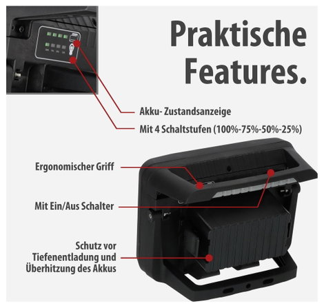 Brennenstuhl Multi Battery 3000 MA Akkus építkezési fényszóró 27 W 3150 lm 1173700007 4. kép
