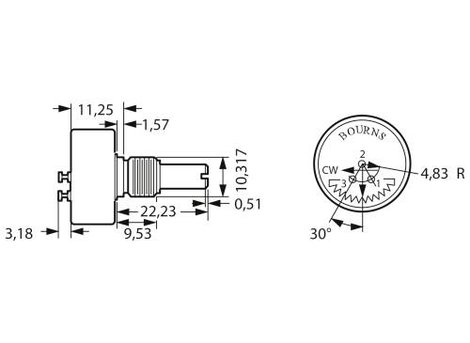 Bourns 6639S-1-103 Vezető műanyag potenciométer 1 W 10 kΩ 1 db 2. kép