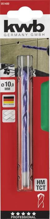 kwb 051400 Üveg- és csempefúró 1 db 10 mm Teljes hossz 120 mm Hengeres befogószár 1 db 2. kép