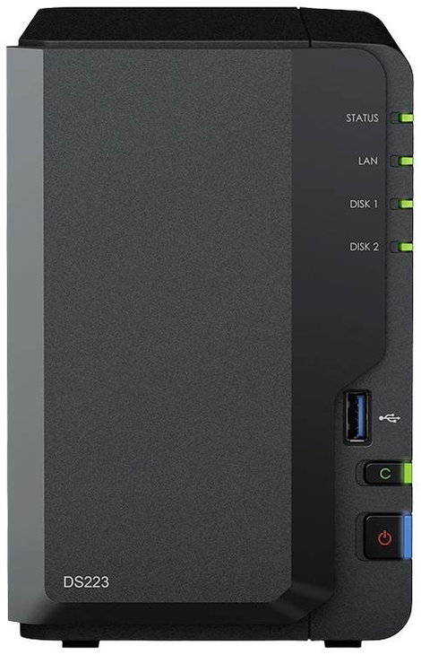 Synology DiskStation DS223 NAS szerver ház 0 GB 2 rekesz USB 3.0 előlapi csatlakozó, Synology® hardv