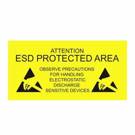 Antistat ESD figyelmeztető tábla 1 db Sárga (H x Sz) 300 mm x 150 mm Öntapadó