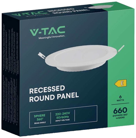 V-TAC 7858 LED-es beépíthető panel EEK: E (A - G) 6 W Melegfehér Fehér 3. kép