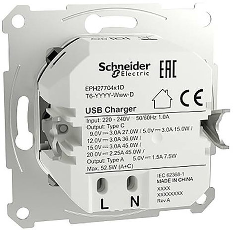 Schneider Electric USB dugalj Asfora Fehér (fényes) EPH2770421D 5. kép