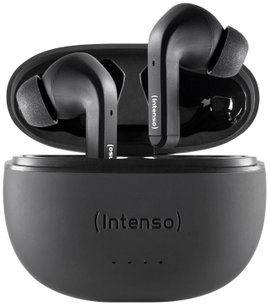 Intenso T300A In Ear headset Bluetooth® Stereo Fekete Noise Cancelling Elemtöltés kijelzés, Headset,