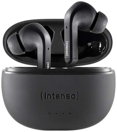 Intenso T300A In Ear headset Bluetooth® Stereo Fekete Noise Cancelling Elemtöltés kijelzés, Headset,