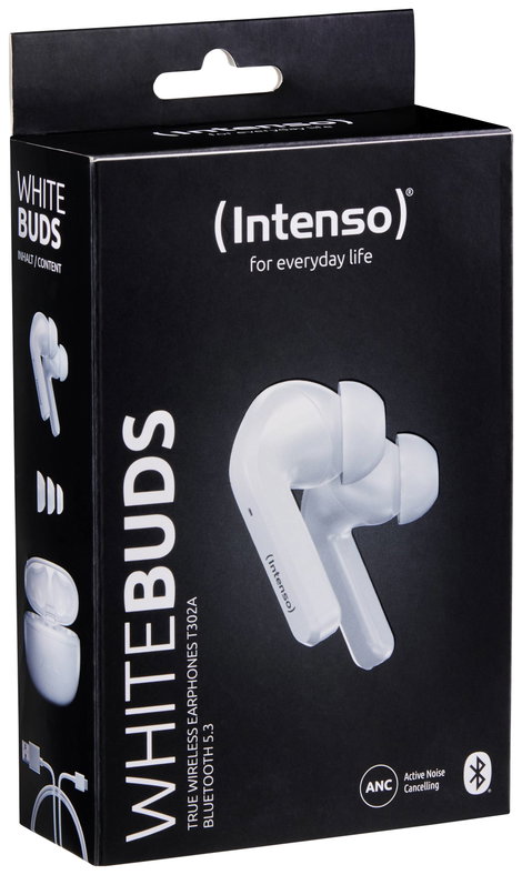 Intenso T302A In Ear headset Bluetooth® Stereo Fehér Noise Cancelling Elemtöltés kijelzés, Headset,  12. kép