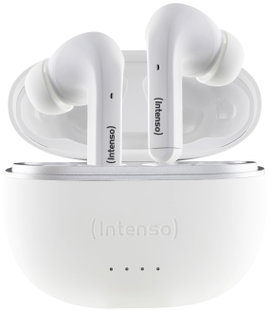 Intenso T302A In Ear headset Bluetooth® Stereo Fehér Noise Cancelling Elemtöltés kijelzés, Headset, 