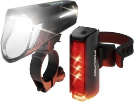 FISCHER FAHRRAD PLUS 110 + TWIN STOP Kerékpár világítás készlet LED Fekete