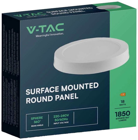 V-TAC 7876 LED-es ráépíthető lámpa EEK: F (A - G) 18 W Melegfehér Fehér 3. kép