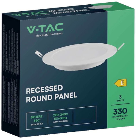 V-TAC 7856 LED-es beépíthető panel EEK: E (A - G) 3 W Semleges fehér Fehér 3. kép
