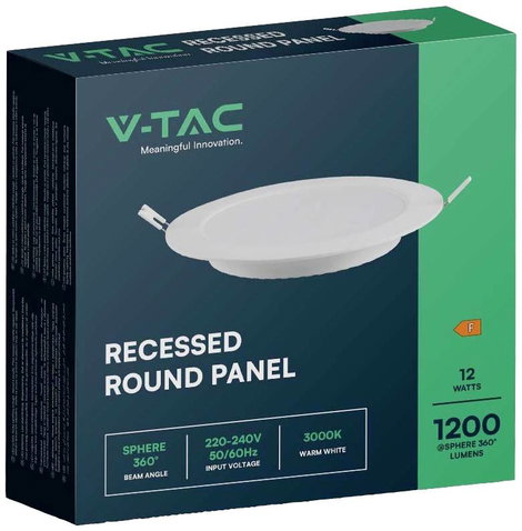 V-TAC 7861 LED-es beépíthető panel EEK: F (A - G) 12 W Melegfehér Fehér 3. kép