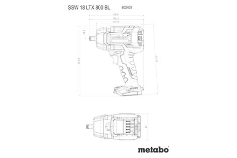 Metabo SSW 18 LTX 800 BL 602403850 Akkus ütvecsavarozó 18 V Vele szállított akkuk száma 0 kefe nélkü 2. kép