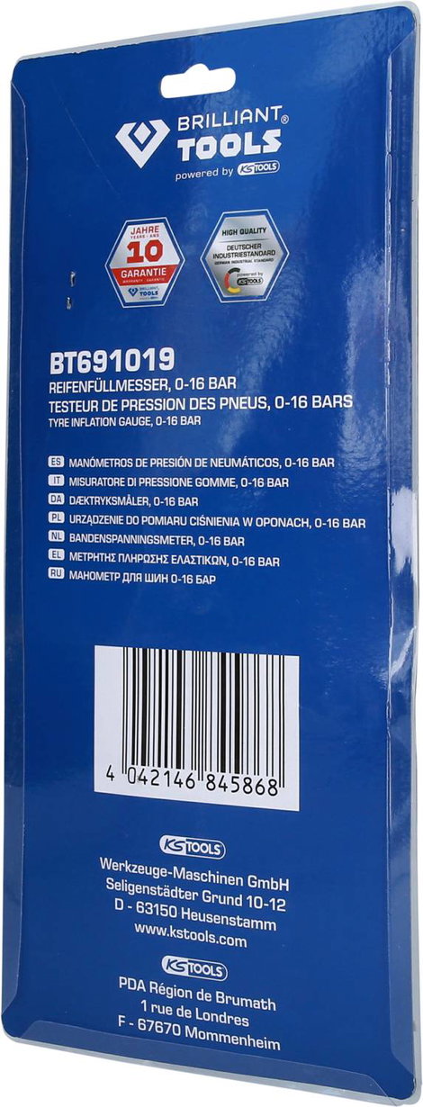 Gumiabroncs nyomásmérő, 0-16 bar Brilliant Tools BT691019 4. kép