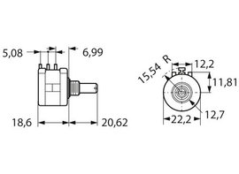 Bourns 3590S-6-103L Precíziós potenciométer 2 W 10 kΩ 1 db