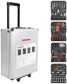 WorkPro WP1050 WP1050 Szerszámkészlet hordtáskában, görgőkkel 1050 részes